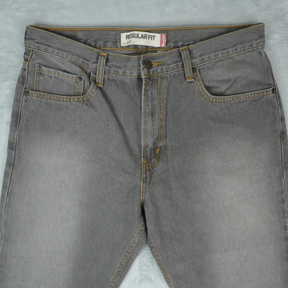 Vintage Levis 505 Jeans Mens 35x26.5 Hemmed Gray Regular Fit Straight Leg Denim